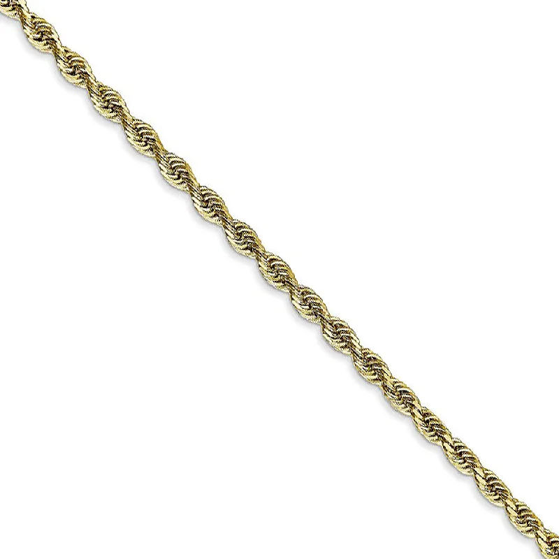 2.75mm 10k Yellow Gold D/C Quadruple Rope Chain Anklet, 9 Inch