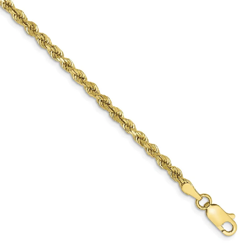 Affordable Gold-Plated Jewelry For Modern Fashion 2.75mm 10k Yellow Gold Diamond Cut Solid Rope Chain Anklet or Bracelet