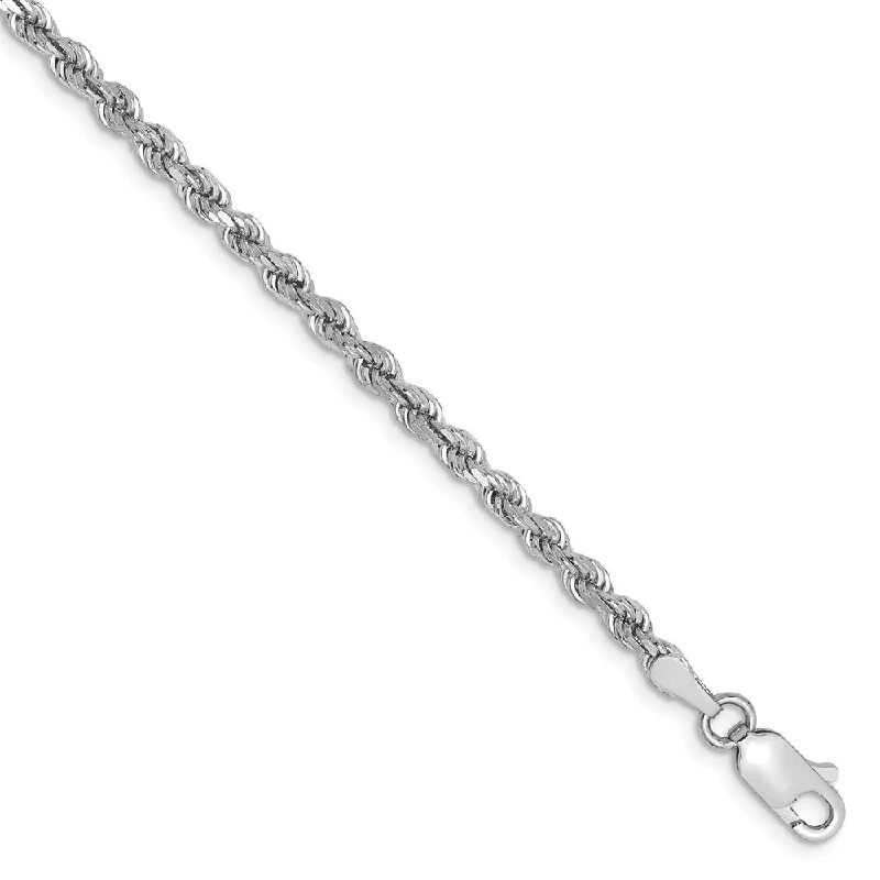 Fashion-Forward Jewelry At Incredible Prices 2.75mm, 14k White Gold, Diamond Cut Solid Rope Chain Anklet, 9 Inch Fashion-Forward Jewelry At Incredible Prices 2.75mm, 14k White Gold, Diamond Cut Solid Rope Chain Anklet, 9 Inch