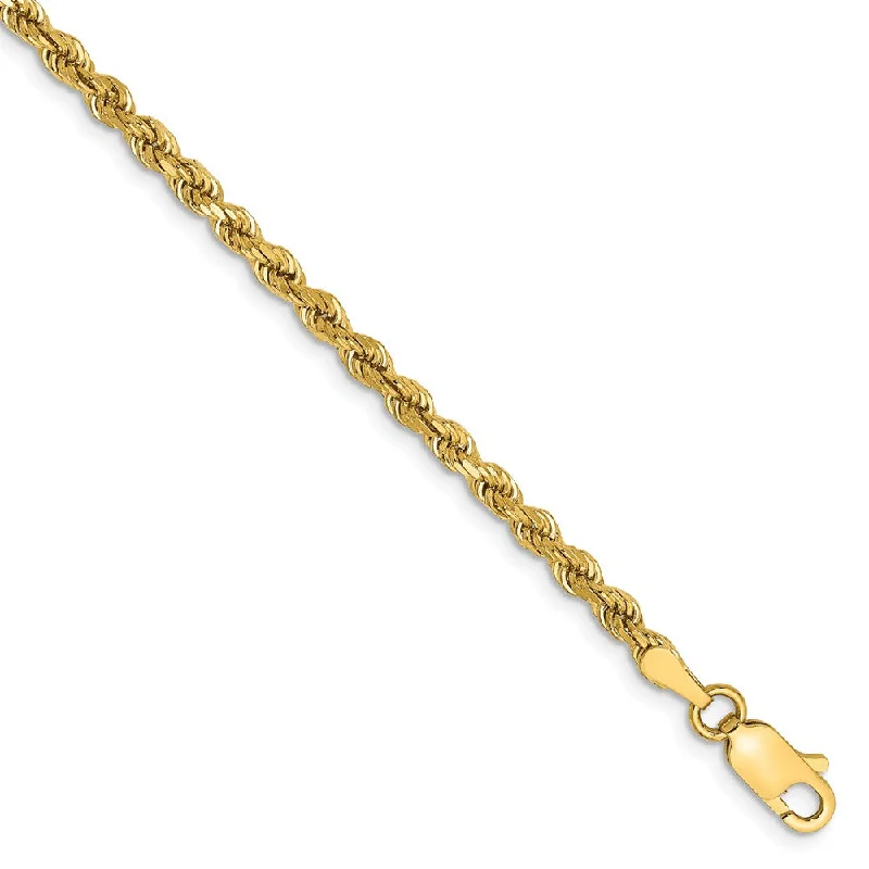 Jewelry Sale – Exclusive Styles At Lower Prices 2.75mm 14k Yellow Gold, D/C Solid Rope Chain Anklet or Bracelet