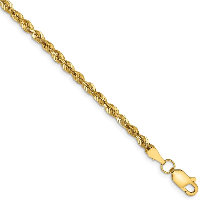 Limited-Time Jewelry Sale – Don't Miss Out On Dazzling Discounts 2.75mm, 14k Yellow Gold Light Diamond Cut Rope Chain Anklet