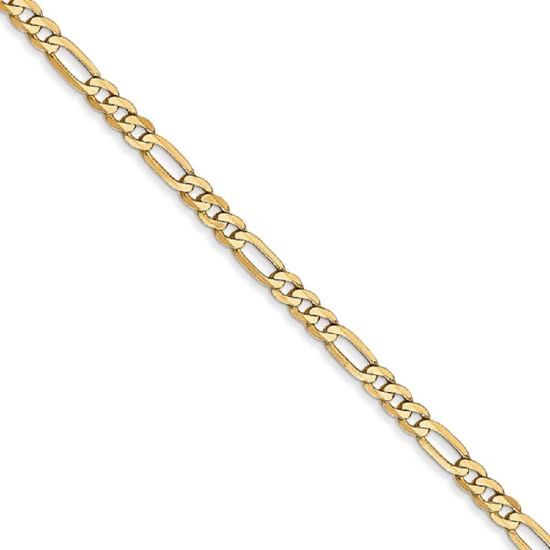 Shine In Style – Shop Jewelry Discounts Today 2.75mm 14k Yellow Gold Solid Flat Figaro Chain Bracelet & Anklet