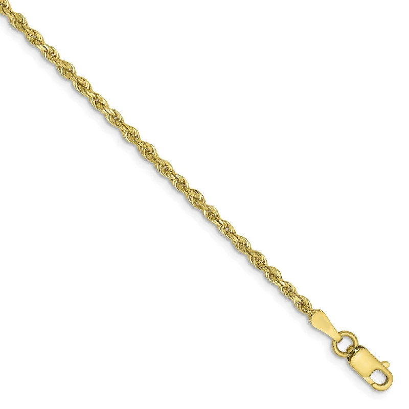 2mm 10k Yellow Gold D/C Quadruple Rope Chain Anklet