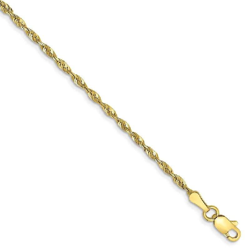 Exclusive Jewelry Sale – Grab Timeless Pieces Now 2mm 10k Yellow Gold Lightweight D/C Rope Chain Anklet, 10 Inch