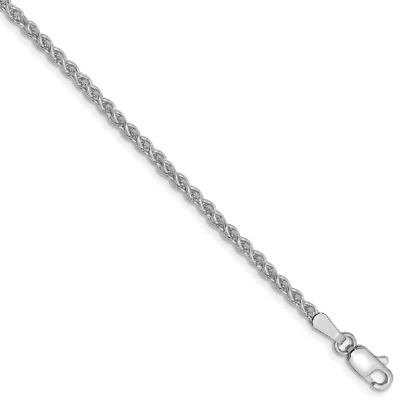 2mm, 14k White Gold, Solid Spiga Chain Anklet or Bracelet