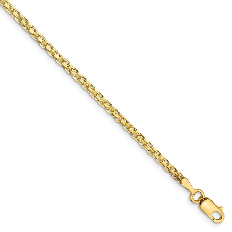 High-Quality Jewelry At A Fraction Of The Cost 2mm, 14k Yellow Gold, Flat Bismark Mesh Chain Anklet or Bracelet