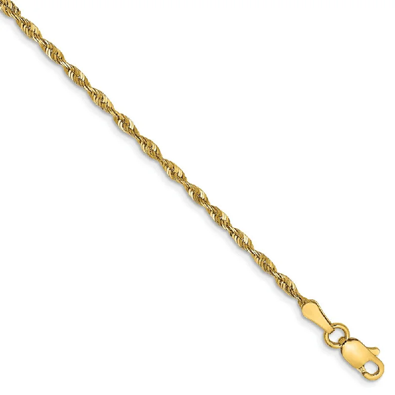 Don't Miss Our Biggest Jewelry Sale Of The Season 2mm, 14k Yellow Gold Light Diamond Cut Rope Chain Anklet or Bracelet Don't Miss Our Biggest Jewelry Sale Of The Season 2mm, 14k Yellow Gold Light Diamond Cut Rope Chain Anklet or Bracelet