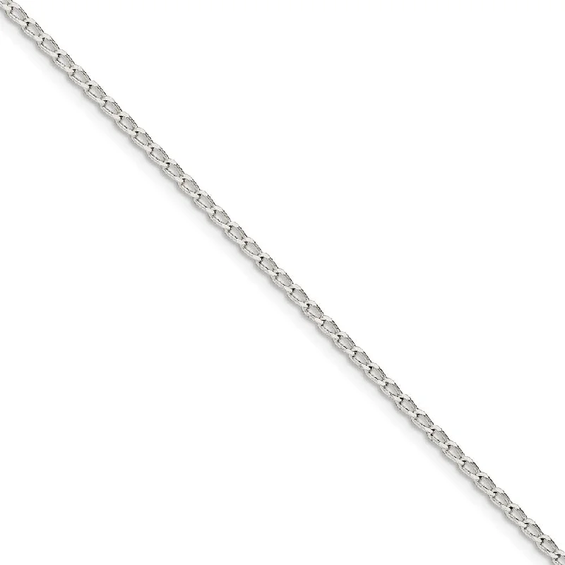 Dainty Floral Jewelry For Feminine Elegance 2mm Sterling Silver Solid Open Curb Chain Anklet