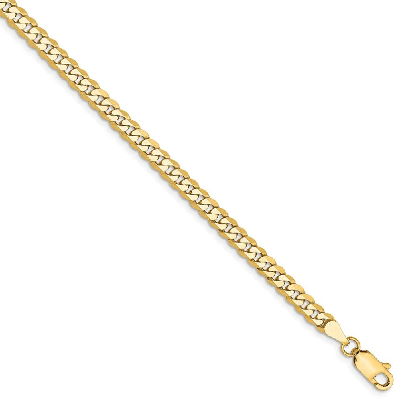 Exclusive Jewelry Markdowns – Limited-Time Offer 3.2mm, 14k Yellow Gold, Solid Beveled Curb Chain Anklet or Bracelet