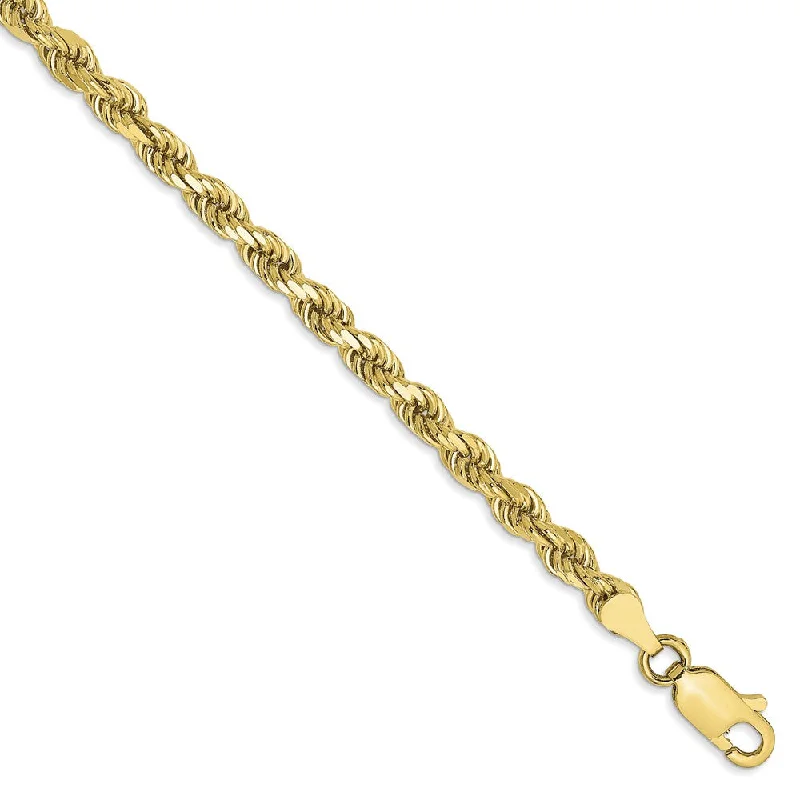 Final Call – Shop Exquisite Jewelry Before It's Gone 3.5mm, 10k Yellow Gold Diamond Cut Solid Rope Chain Anklet or Bracelet