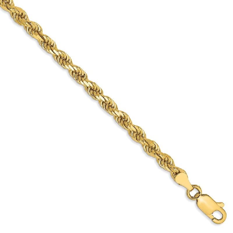 Best Jewelry Deals – Shop Premium Pieces At Great Prices 3.5mm 14k Yellow Gold, Diamond Cut Solid Rope Chain Anklet or Bracelet