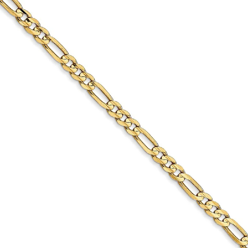 Shop High-Quality Jewelry At Jaw-Dropping Discounts 3mm 10k Yellow Gold Solid Concaved Figaro Chain Bracelet & Anklet