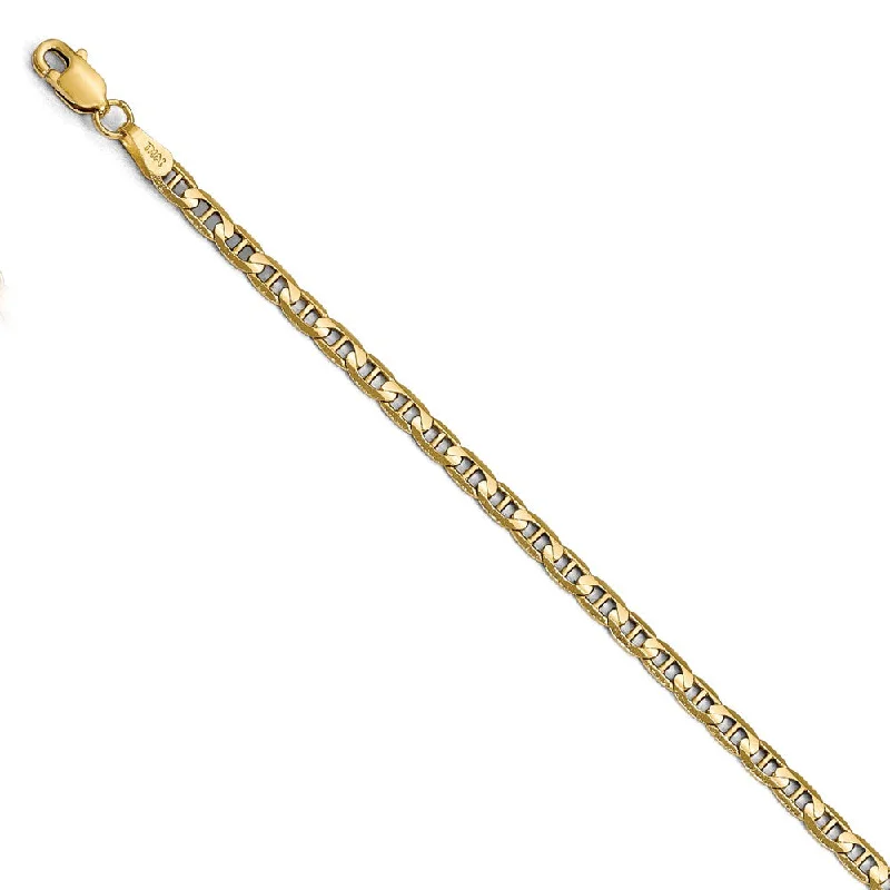 Don't Miss These Dazzling Jewelry Discounts 3mm 14k Yellow Gold Concave Anchor Chain Bracelet or Anklet