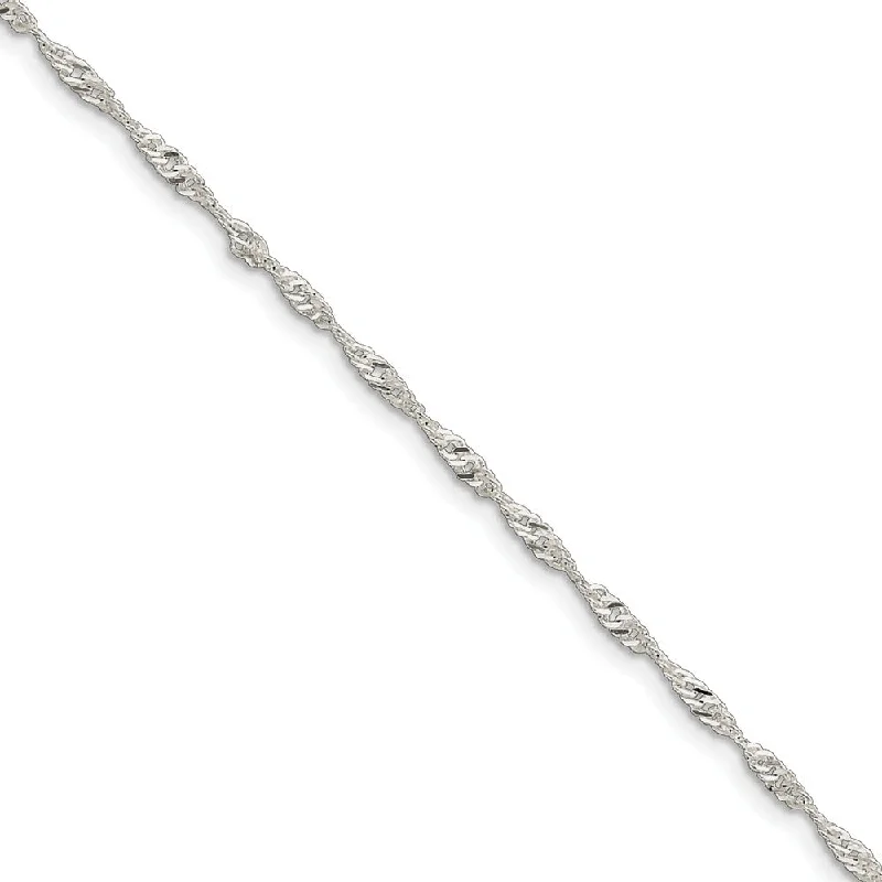 Trending Jewelry Now At Unbeatable Prices 3mm Sterling Silver Diamond Cut Singapore Anklet, 9-10 Inch