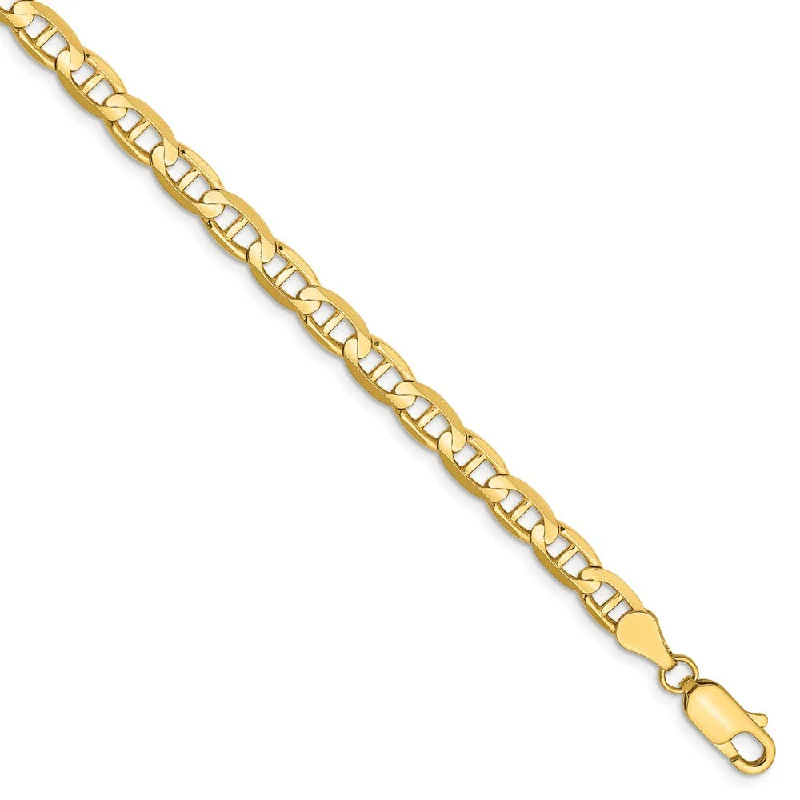 Timeless Elegance At Unbelievable Discounts 4.5mm, 14k Yellow Gold, Solid Concave Anchor Chain Anklet or Bracelet