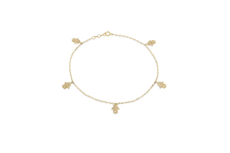 5 Diamond Hamsa Anklet