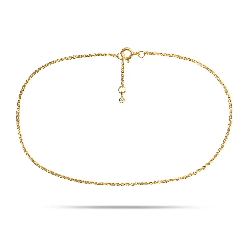 White 18K Gold Plated Anklet w. Zirconia