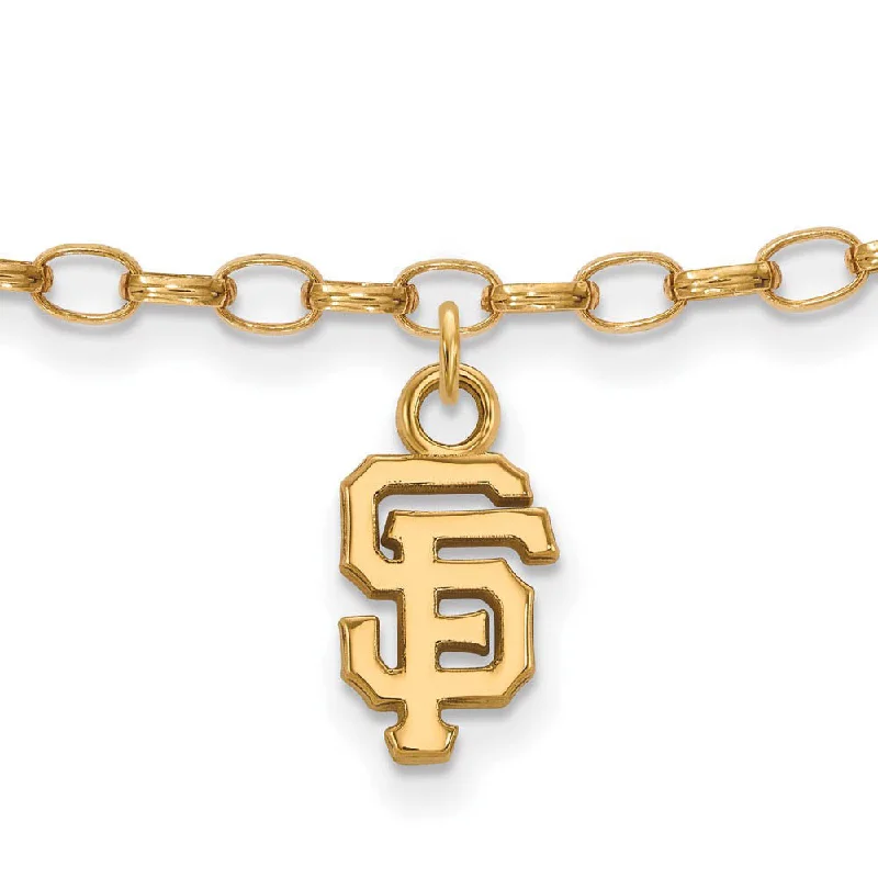 MLB 14K Yellow Gold Plated Sterling Silver SF Giants Anklet, 9 In