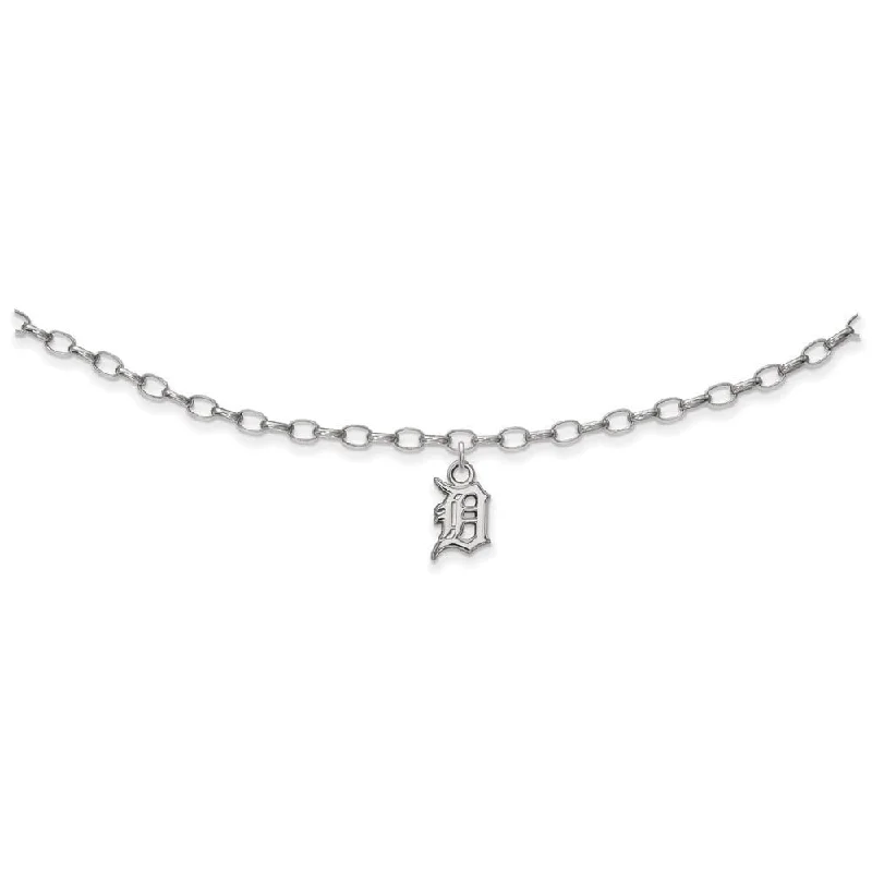 Shop Modern Jewelry Collections With Exclusive Discounts MLB Sterling Silver Rhodium Plated Detroit Tigers Anklet, 9 Inch