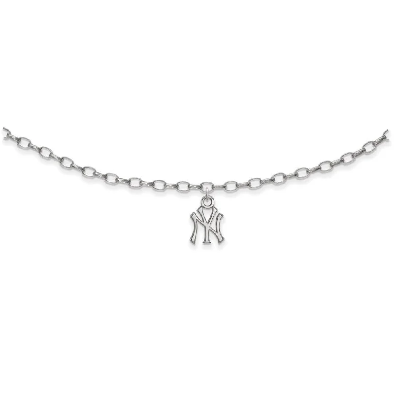 Buy More, Save More On Stunning Jewelry Pieces MLB Sterling Silver Rhodium Plated New York Yankees N-Y Anklet, 9 Inch