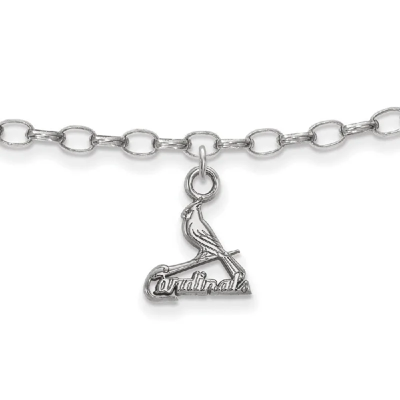 Don't Miss Out On Bestselling Jewelry At Special Prices MLB Sterling Silver Rhodium Plated St. Louis Cardinals Anklet, 9 Inch