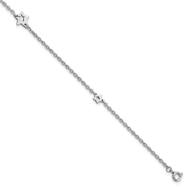 Unmissable Jewelry Discounts – Elevate Your Look For Less Stainless Steel Cutout Star Charms Anklet, 9-10 Inch