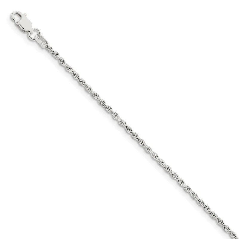 Elegant Necklaces And Bracelets At Limited-Time Offers Sterling Silver 1.75mm Diamond-cut Solid Rope Chain Anklet