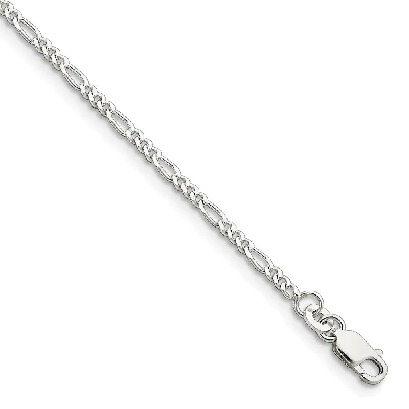 Grab Stylish Jewelry Before The Sale Ends Sterling Silver 2.25mm Solid Figaro Chain Anklet