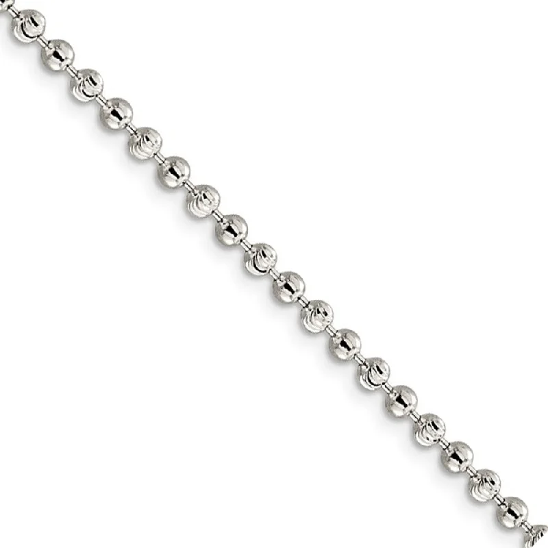 Big Savings On Your Favorite Jewelry Pieces Sterling Silver 3mm Fancy Bead Chain Anklet, 10 Inch