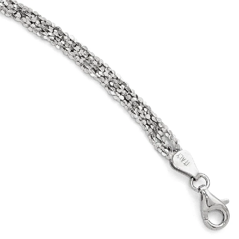 Timeless Elegance Now At Special Discounts Sterling Silver 4mm Textured Three Strand Anklet, 9-10 Inch