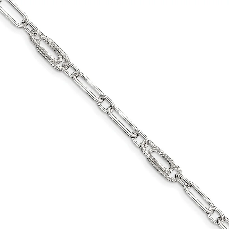 Shop Fine Jewelry With Amazing Deals Sterling Silver 6mm, Fancy Oval Link Anklet, 10 Inch