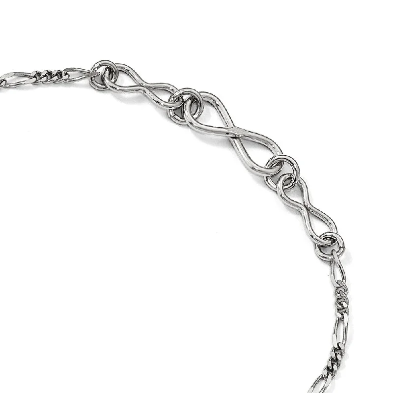 Unmissable Jewelry Sale – Shop Before It's Too Late Sterling Silver 6mm Infinity and 2mm Figaro Link Anklet, 9-10 Inch