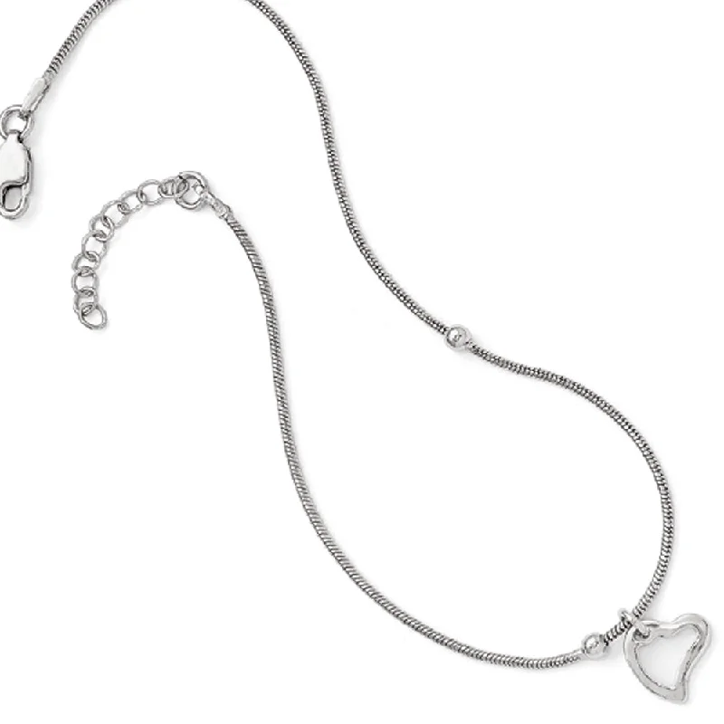 Flash Jewelry Sale – Get Stunning Pieces At Low Prices Sterling Silver Asymmetrical Heart and Snake Chain Anklet, 9-10 Inch