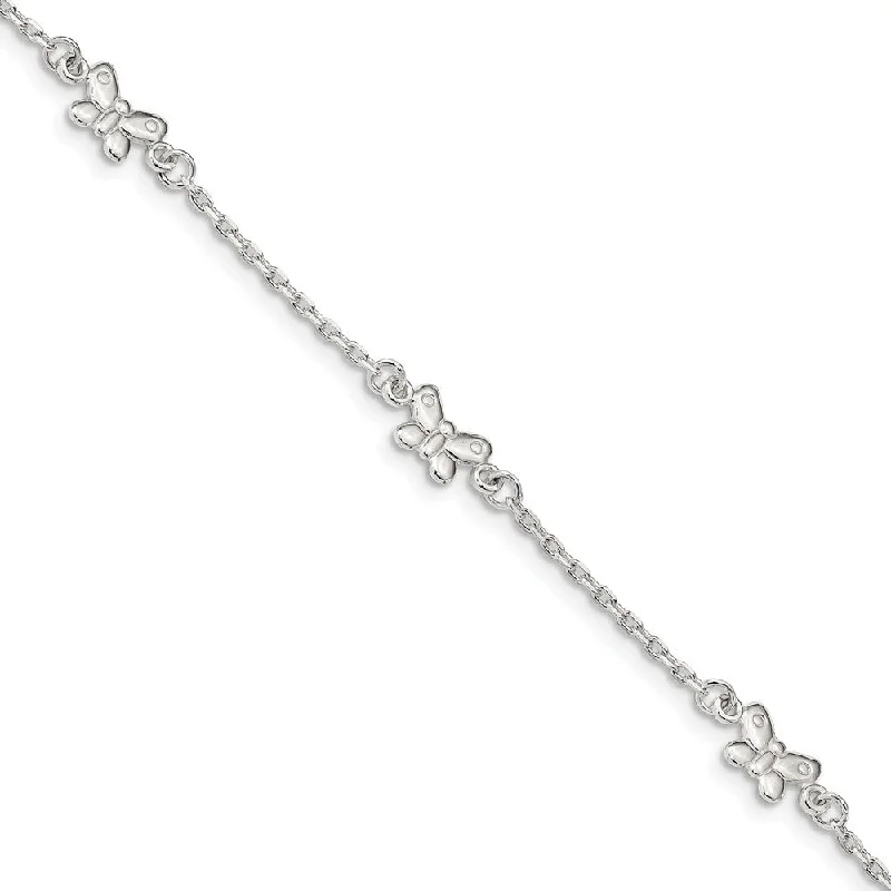 Grab Your Favorite Jewelry At The Lowest Prices Sterling Silver Butterfly And 1.5mm Cable Chain Anklet, 9-10 Inch Grab Your Favorite Jewelry At The Lowest Prices Sterling Silver Butterfly And 1.5mm Cable Chain Anklet, 9-10 Inch