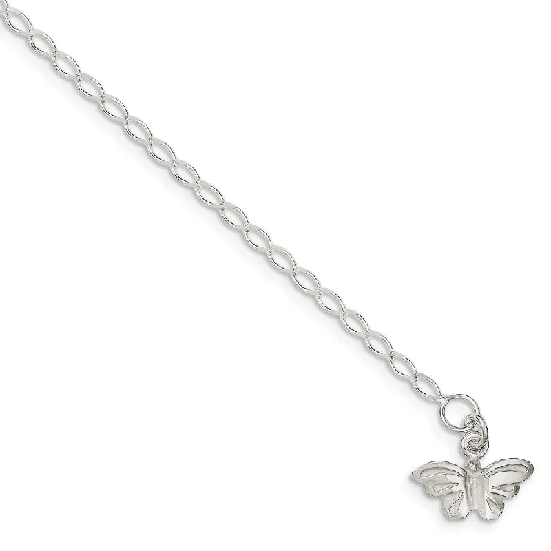 Unmissable Deals On Handmade Jewelry Collections Sterling Silver Butterfly Open Link Anklet, 10 Inch