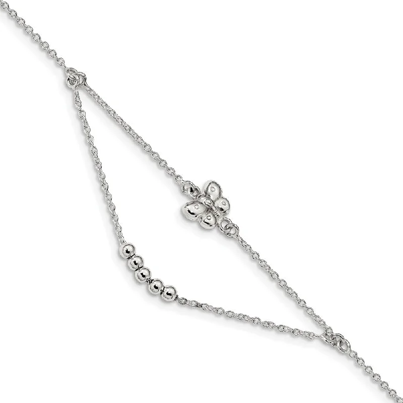 Don't Miss Out On Jaw-Dropping Jewelry Discounts Sterling Silver Butterfly Swag Cable Chain Anklet, 9-10 Inch