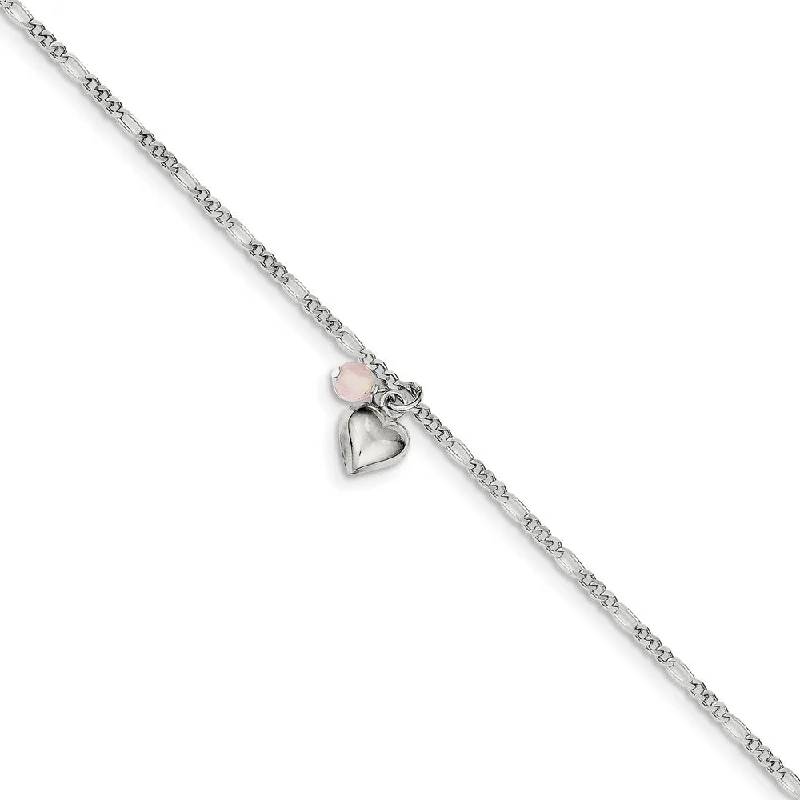 Luxury Meets Affordability – Jewelry Sale Live Now Sterling Silver Cherry Quartz, Puffed Heart Anklet