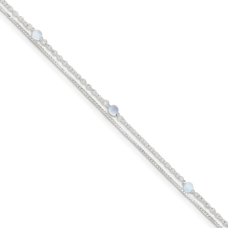 Stunning Jewelry At Even More Stunning Prices Sterling Silver Crystal Beaded Anklet, 9 Inch