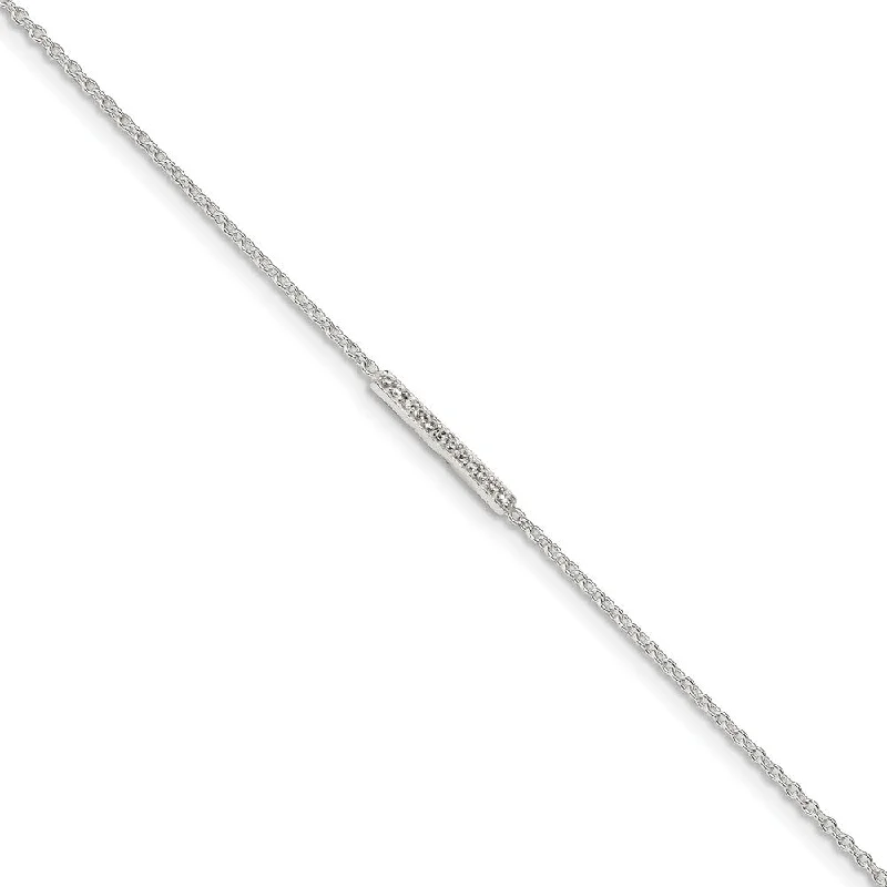 Upgrade Your Jewelry Collection For Less Sterling Silver CZ Bar And 1.25mm Cable Chain Anklet, 9-10 Inch