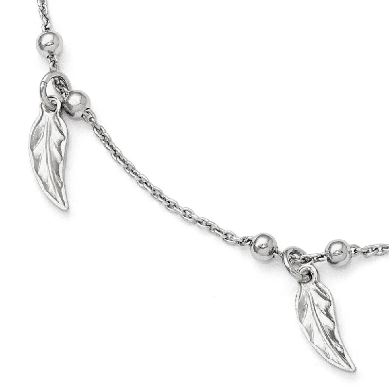 Your Perfect Accessory At The Perfect Price Sterling Silver Dangling Feather and Bead Anklet, 9-10 Inch