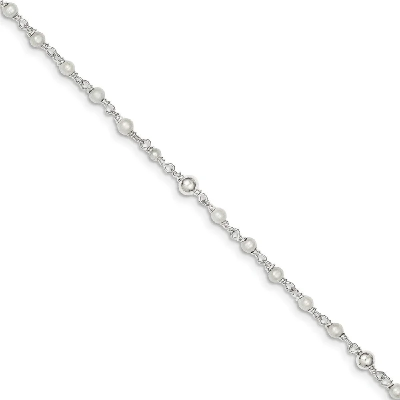 Seasonal Jewelry Clearance – Best Styles At The Lowest Prices Sterling Silver FW Cultured Pearl and Heart Anklet, 9-10 Inch