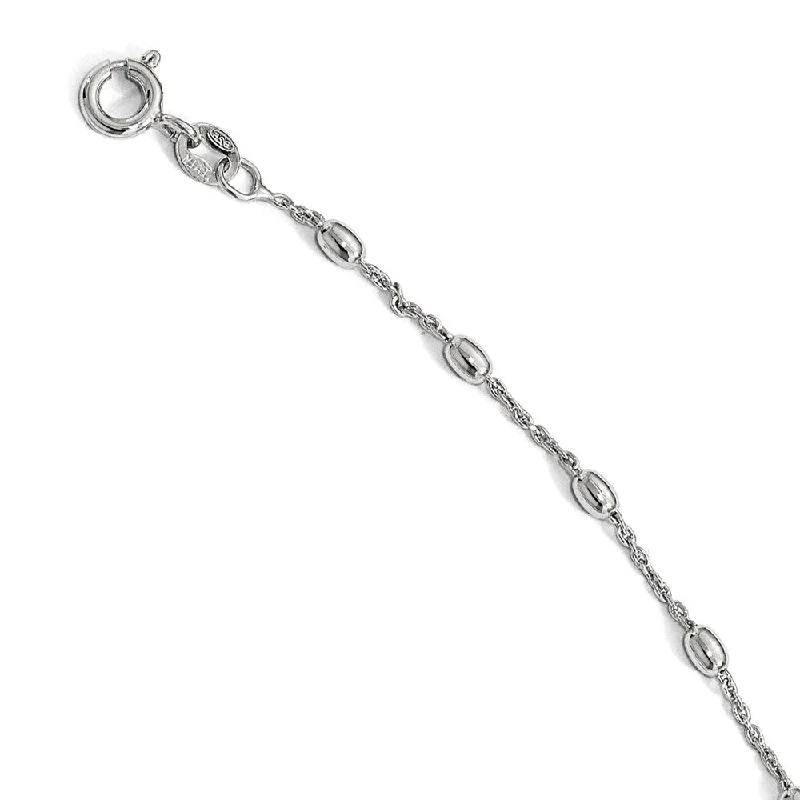 Last Chance To Shop High-End Jewelry At Markdown Prices Sterling Silver Polished 2.6mm Beaded Cable Chain Anklet, 9-10 Inch