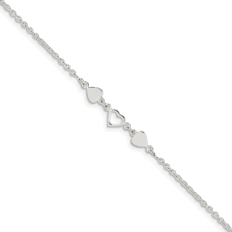 Exclusive Jewelry Sale Event – Shop Now Sterling Silver Polished Hearts Anklet, 9 Inch