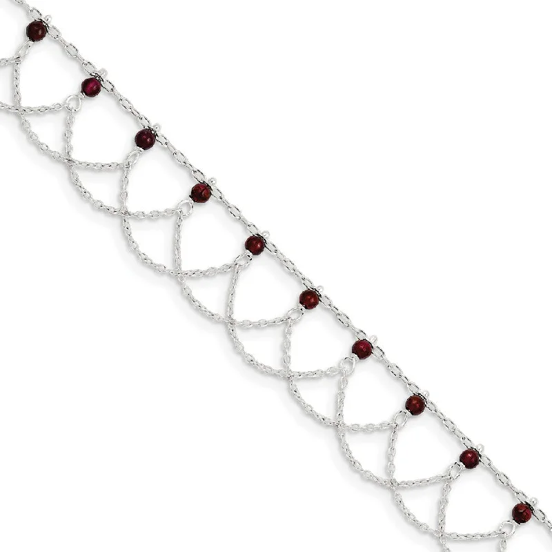Luxury Jewelry Without The Luxury Price Tag Sterling Silver Rhodolite Garnet Swag Anklet, 10 Inch