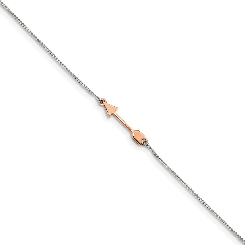 Sparkle In Style With Our Best Jewelry Deals Sterling Silver, Rose-Tone Arrow And 1mm Curb Chain Anklet, 9-10 Inch