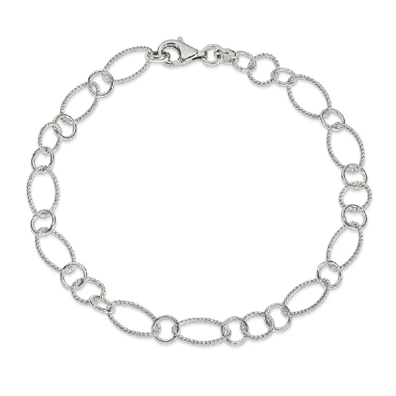 Handmade Pearl Jewelry For Timeless Elegance Sterling Silver Sequence Link Anklet, 10 Inch
