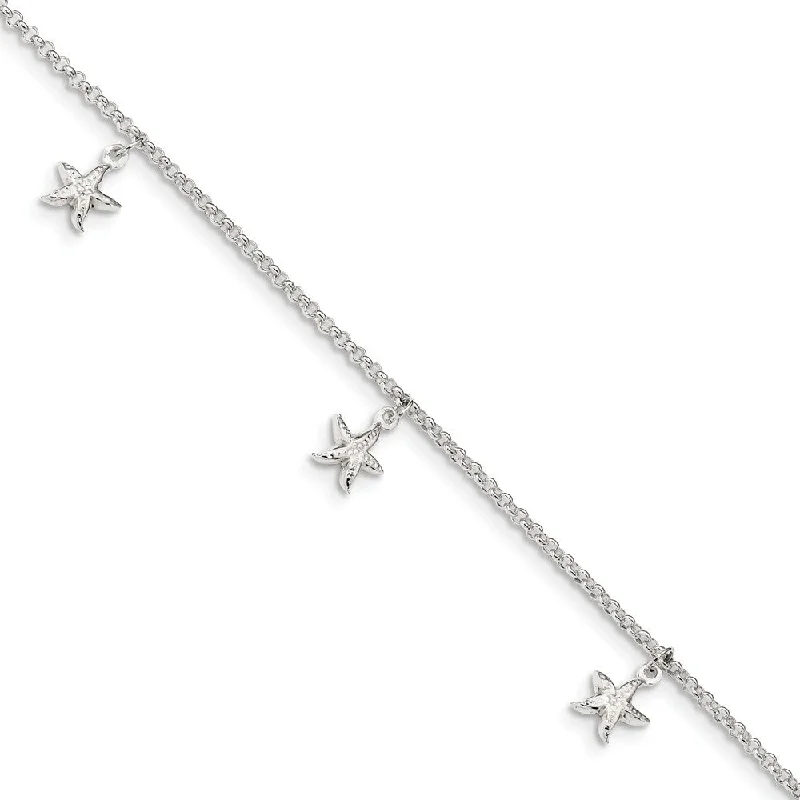 Exclusive Gemstone Jewelry Markdowns – Shop Now Sterling Silver Starfish Dangle And 1.5mm Rolo Chain Anklet, 9-10 Inch