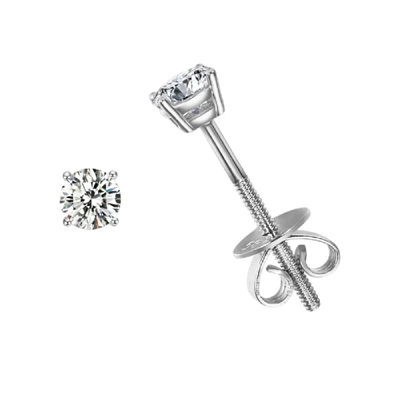 Trendy Minimalist Jewelry For Everyday Wear FANCIME 0.2 cttw Moissanite 14K Solid White Gold Stud Earrings