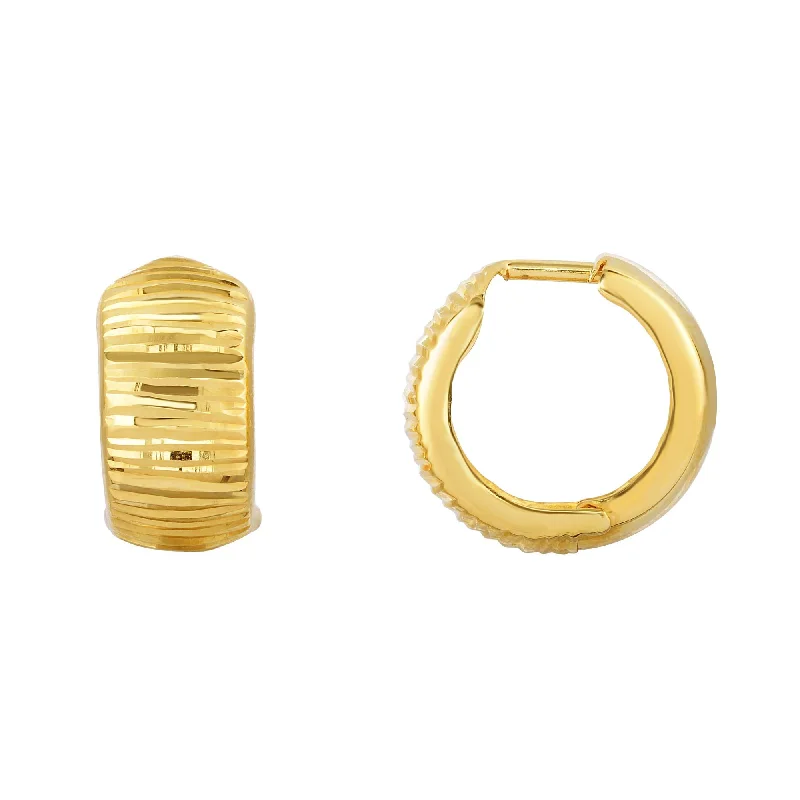 Shop Fine Jewelry With Exclusive Savings 10K Gold Reversible Polished & Diamond Cut Huggie Earring Shop Fine Jewelry With Exclusive Savings 10K Gold Reversible Polished & Diamond Cut Huggie Earring