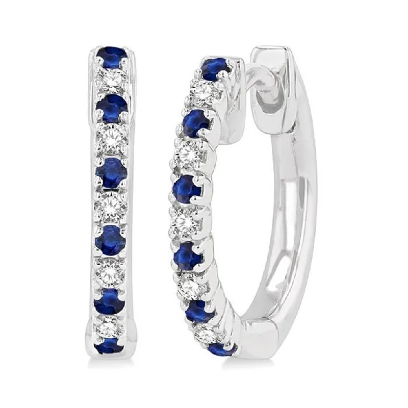 The Jewelry Sale You've Been Waiting For Is Here 10K White Gold Sapphire And Diamond Huggie Earrings The Jewelry Sale You've Been Waiting For Is Here 10K White Gold Sapphire And Diamond Huggie Earrings
